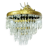 3-light bronze crystal ceiling light