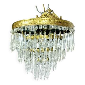 3-light bronze crystal ceiling light