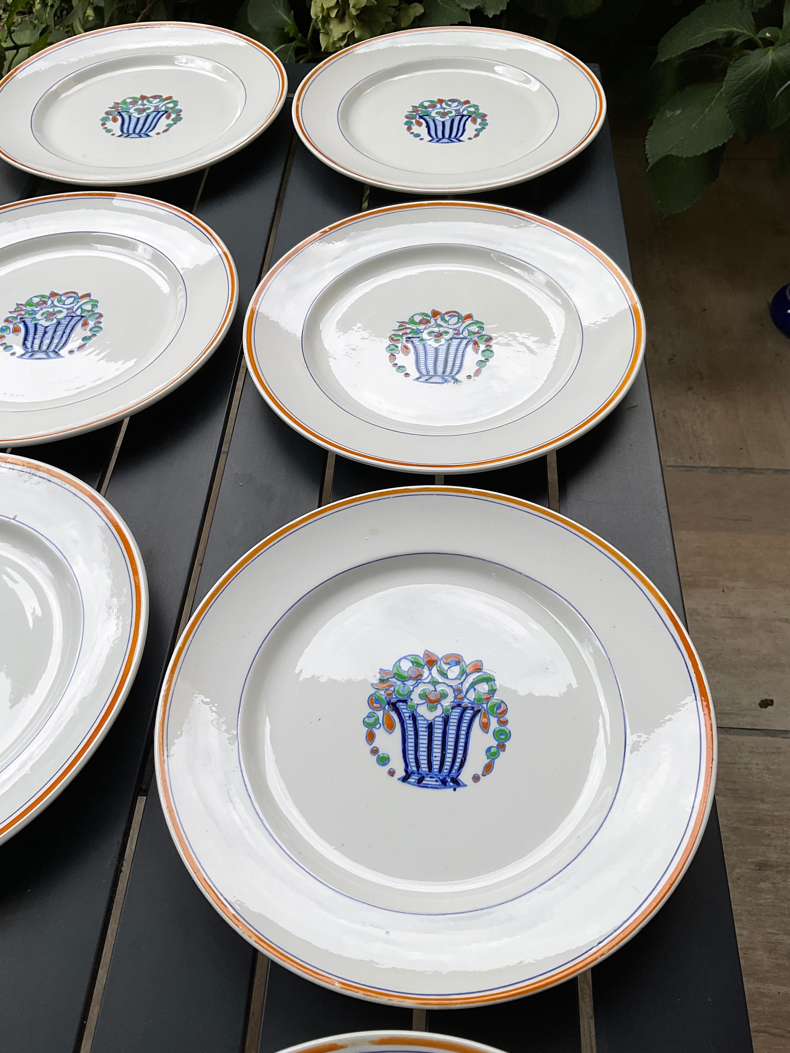 8 flat plates, model art deco, la louvière