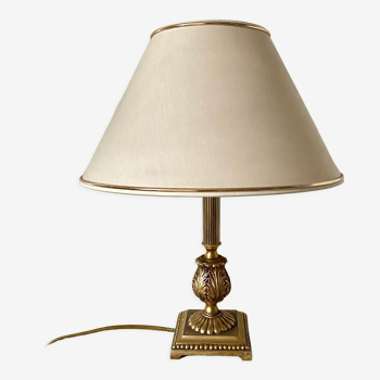 Lampe de table style rocaille avec son abat-jour en tissu vintage motif  oiseau | Selency