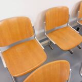 Suite of 4 vintage Giancarlo Piretti benches for Castelli in wood and aluminum