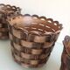 Suite of three cache pots imitation wicker braided by Emsa / vintage 60s-70s