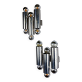Pair of Gaetano Sciolari tubular chrome wall sconces, Italy 1970s