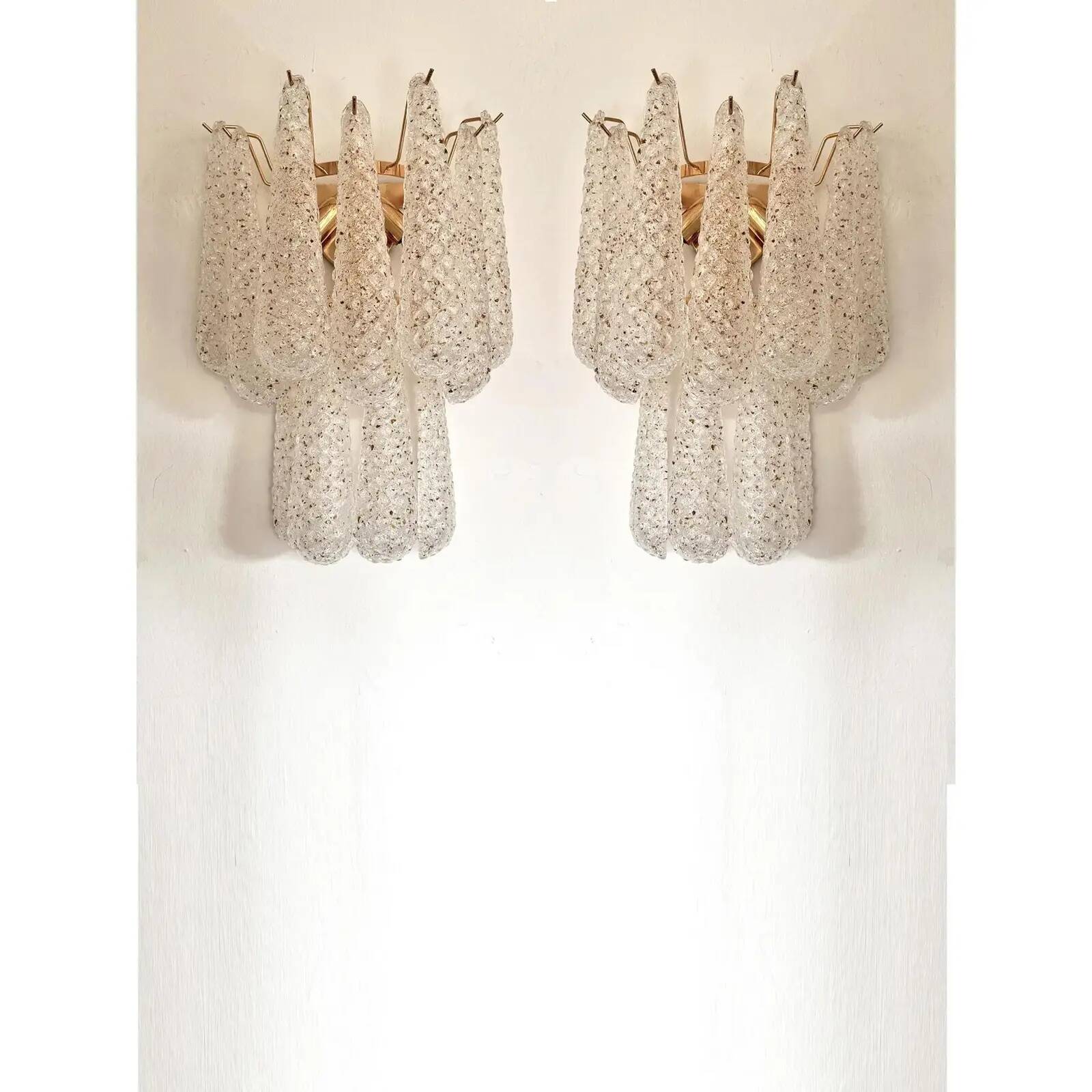 Paire d'appliques en verre de Murano doré par Simoeng