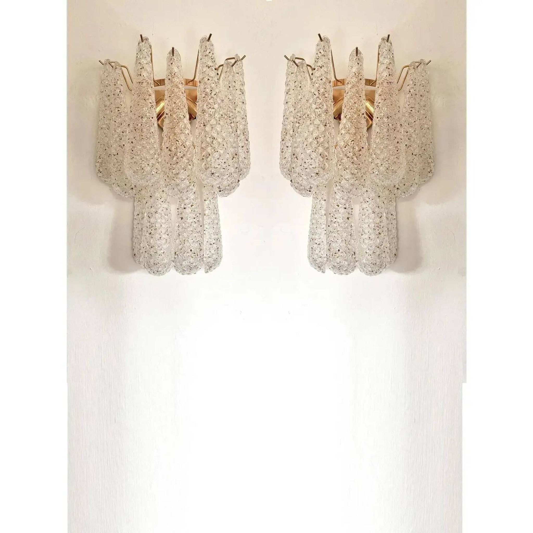 Paire d'appliques en verre de Murano doré par Simoeng