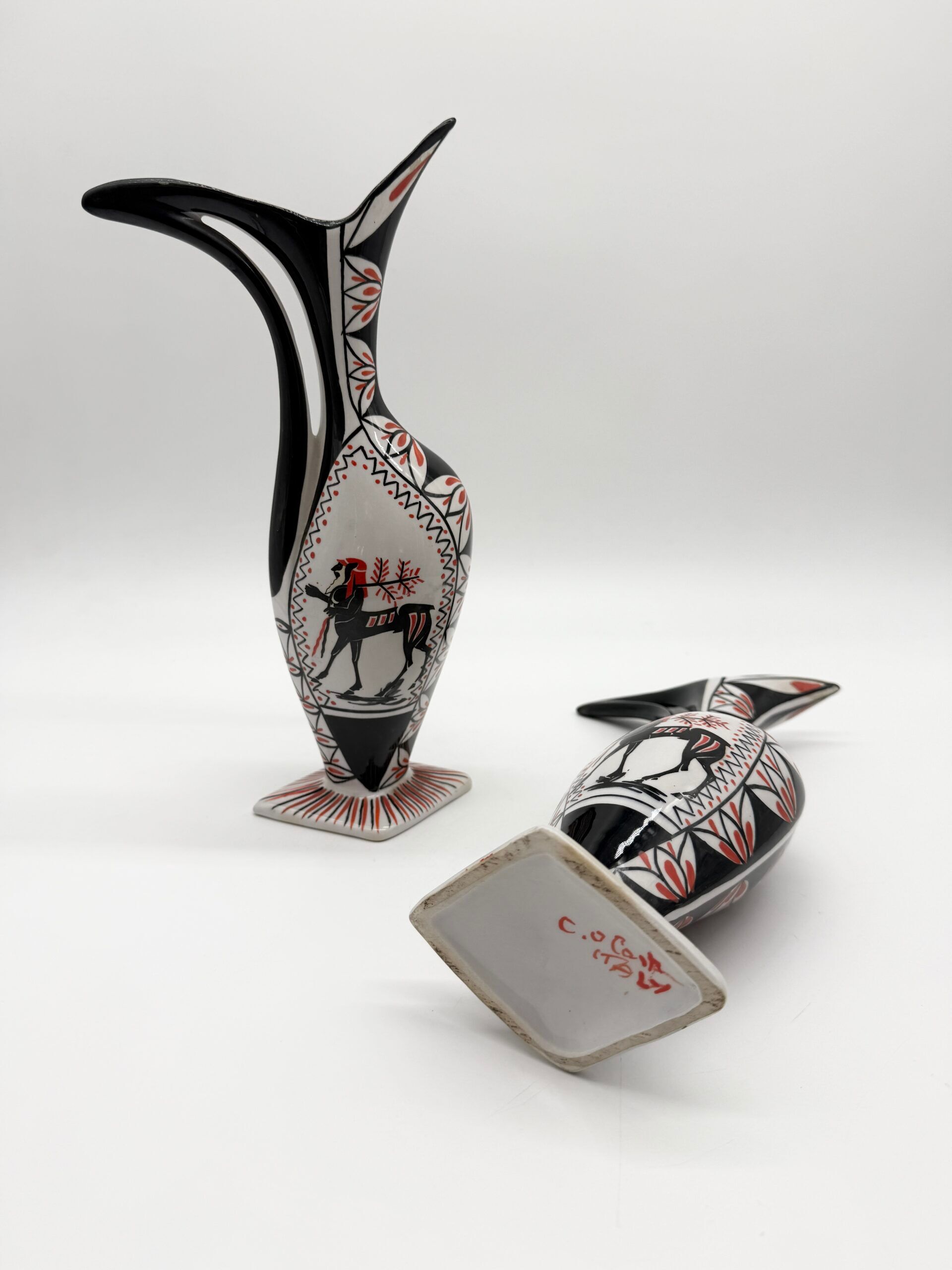 Pair of "zoomorphic" vases – ceramic, Italy, 1960s