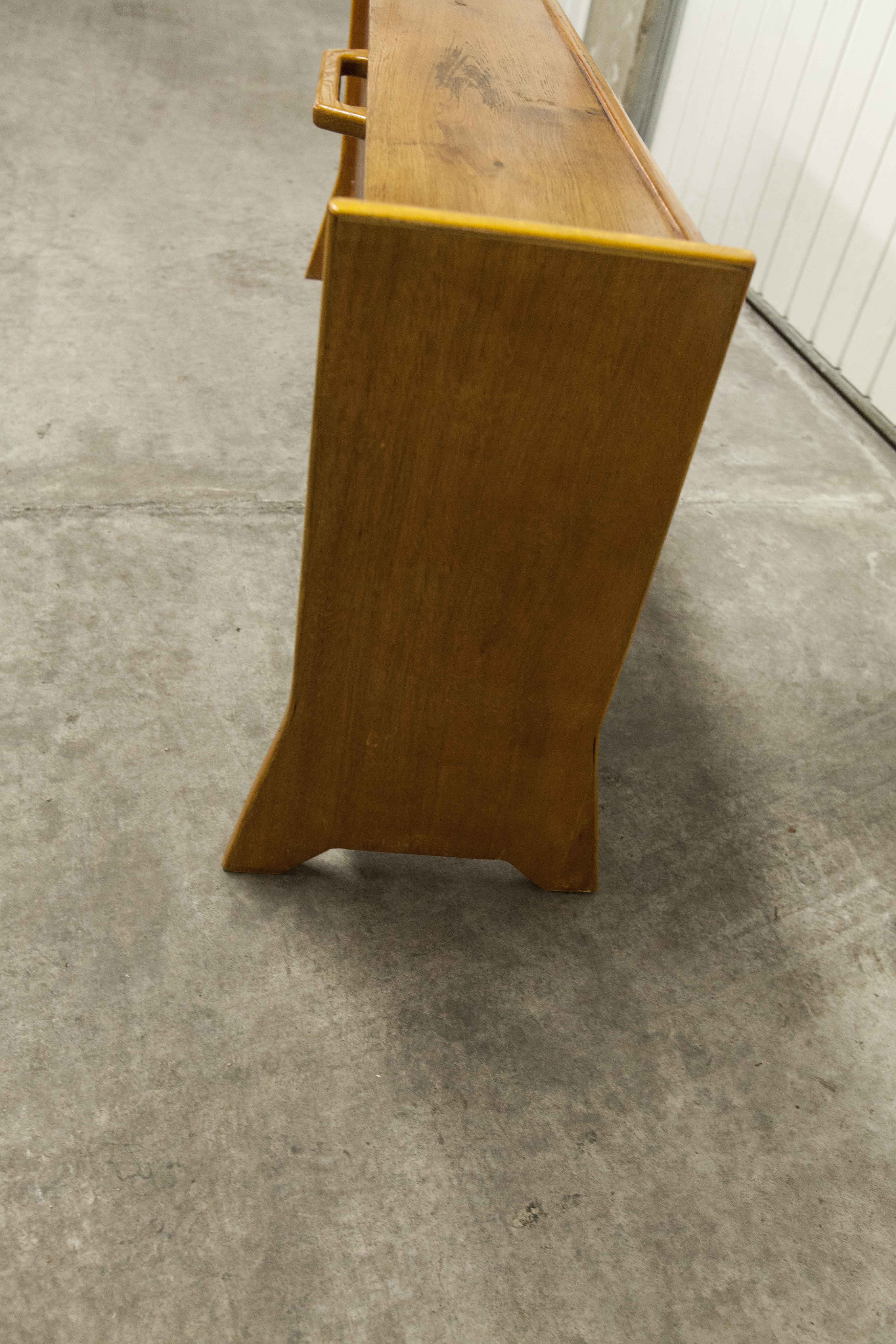 Meuble bar artisanal en bois et céramique orange 1970