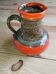 Vintage cruche – Red and brown flamed enamel – Numbered – 1950s–60s