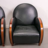 Pair of mid-century leather armchairs circa 1970 made in Belgium
