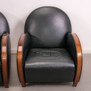 Pair of mid-century leather armchairs, circa 1970, made in Belgium.
