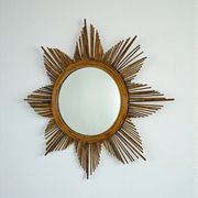 Starburst rattan sunburst mirror, Spain, 1960s