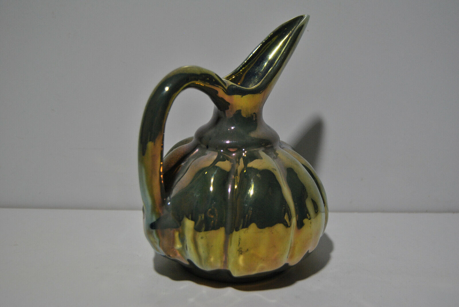 Ceramic pouring jug Rambervilliers art deco flamed sandstone metallic reflection