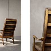 Vintage MidCentury Danish Beech&Leather High Armchair from Farstrup Møbler