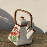 Japanese teapot 80s with flower and bamboo decoration