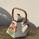 Théière japonaise 80s à décor de fleur et bambou