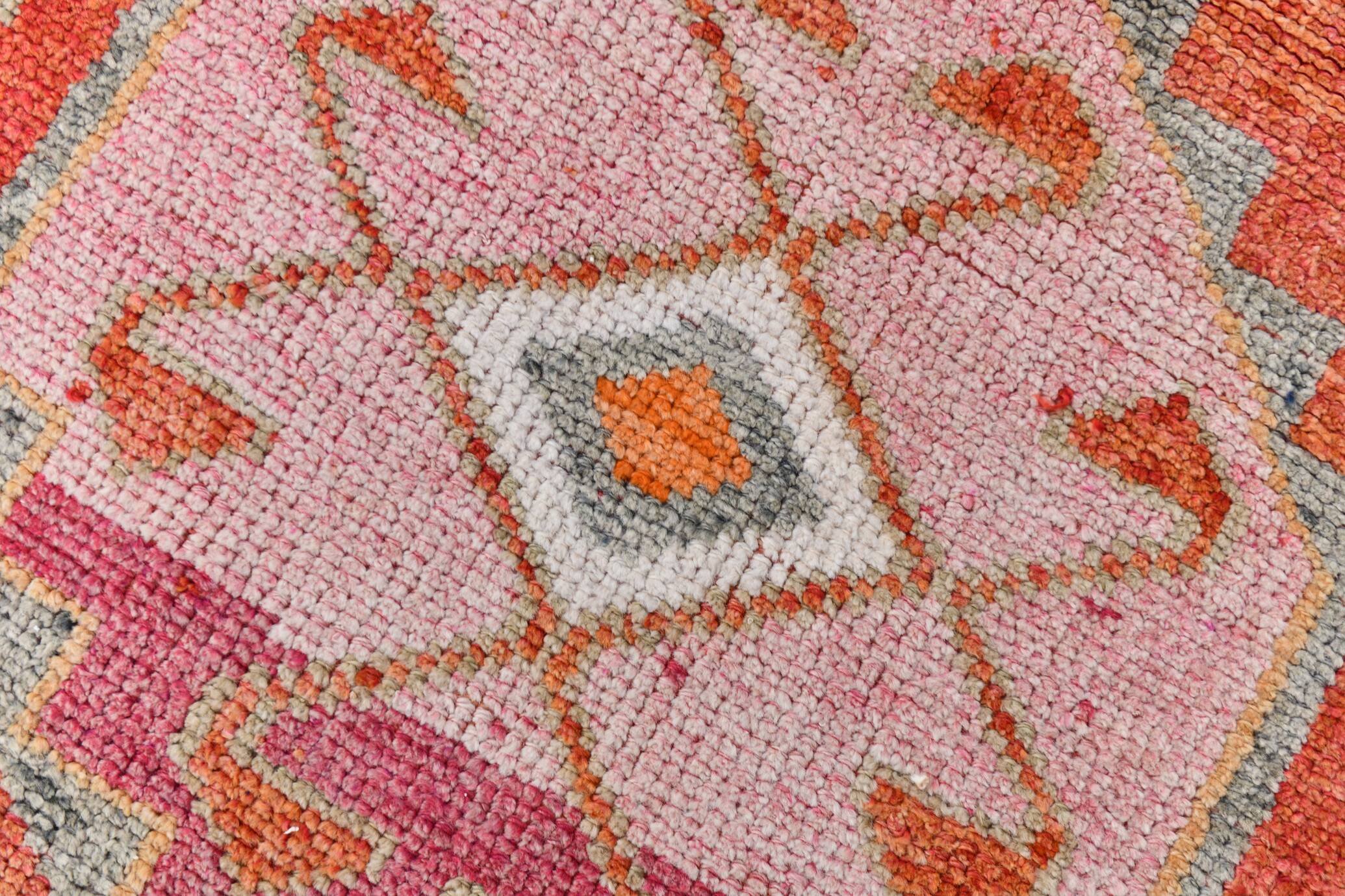 3x11 Red & Pink Super Soft Vintage Runner Rug, 98x335Cm