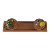 Vintage wooden children's coat rack - smiling heads hooks