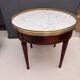 Louis XVI style bouillotte table in mahogany and white marble - Ø 60 cm