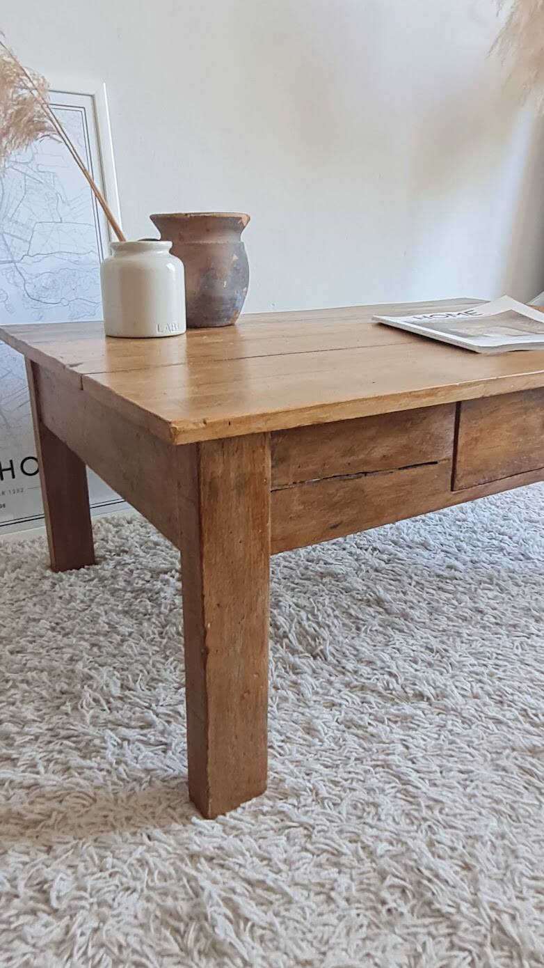 Vintage rectangular wooden coffee table