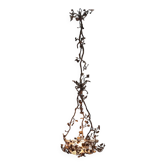 Lustre ancien en fer avec décorations florales, verre, Italie, XIXe siècle