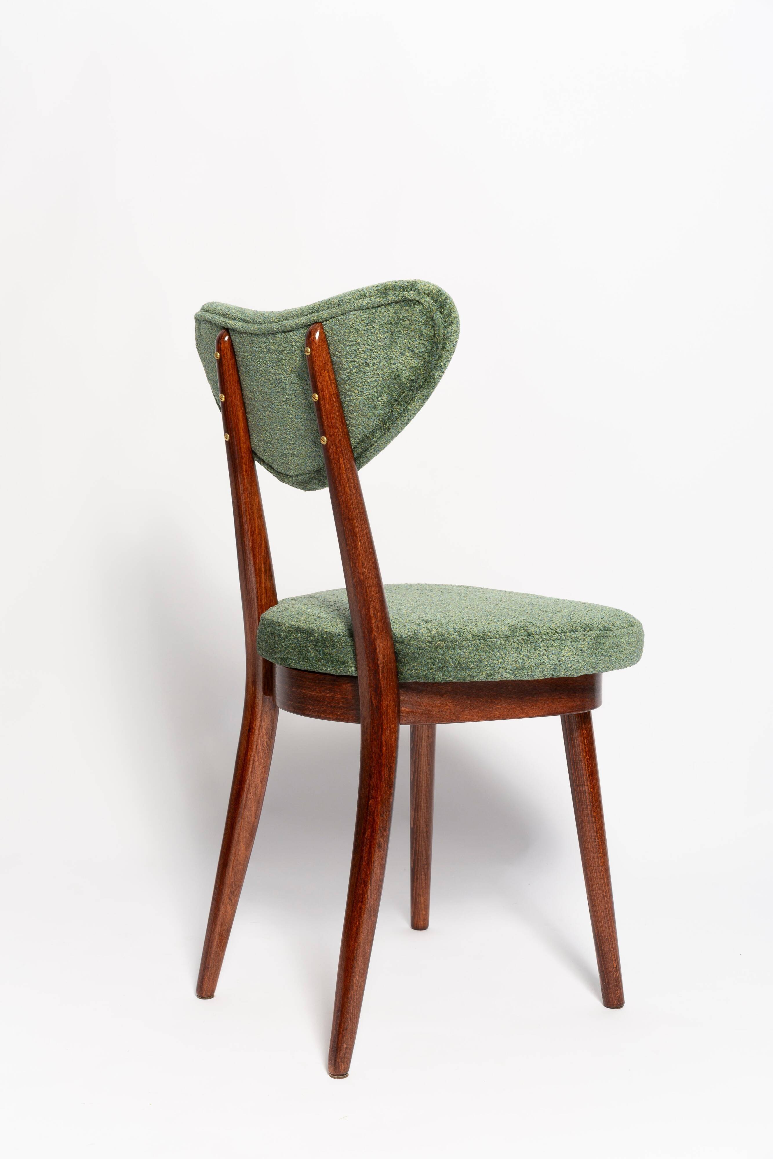 Heart Mid-Century Chair in Green Velvet and Dark Wood