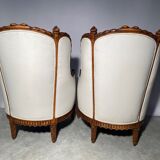 Pair of neoclassical style bergère armchairs