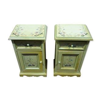 Pair of bedside painted