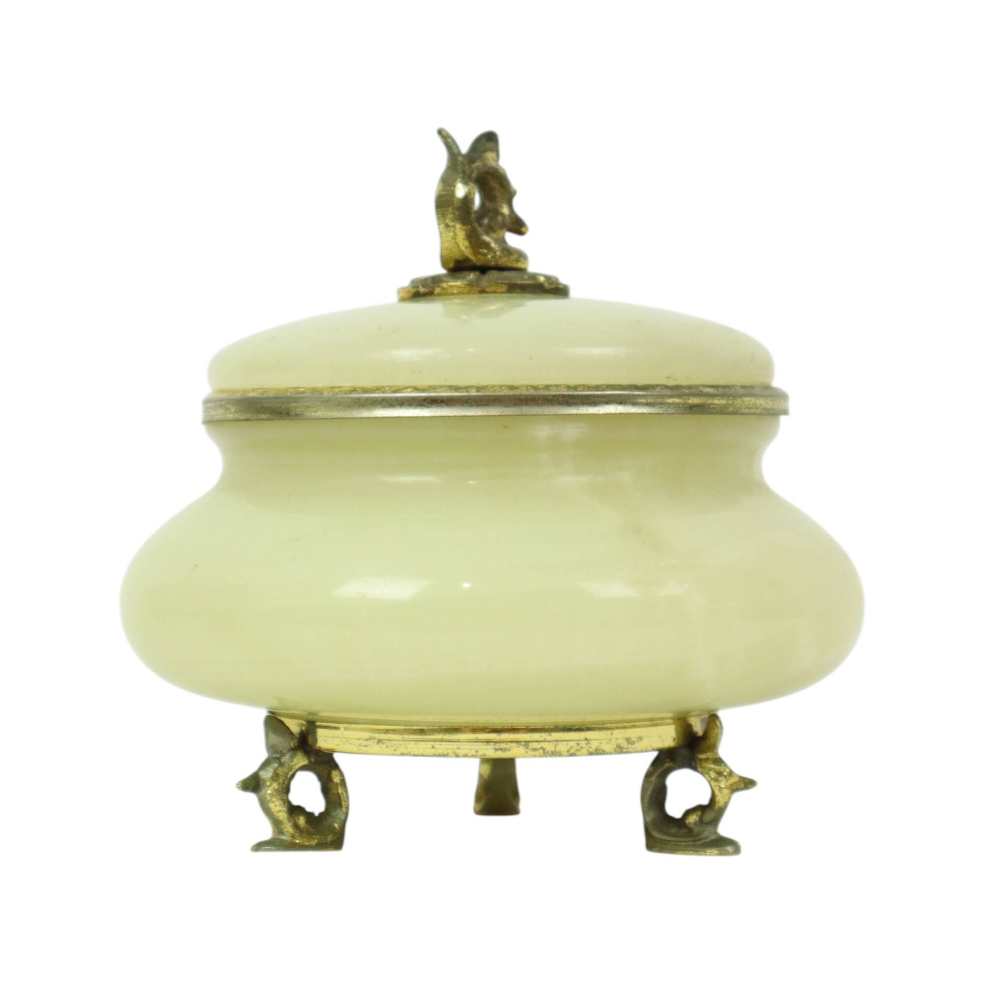 Vintage Jewelry Box Trinket Box Italian Alabaster Natural Stone