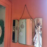 Solid brass triptych barber mirror