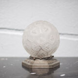 Charles Ranc art deco lamp, bedside lamp, nickel-plated bronze and glass globe