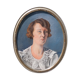 Portrait painted woman signed in oval frame, wall frame, wood frame and painted stucco, vintage frame