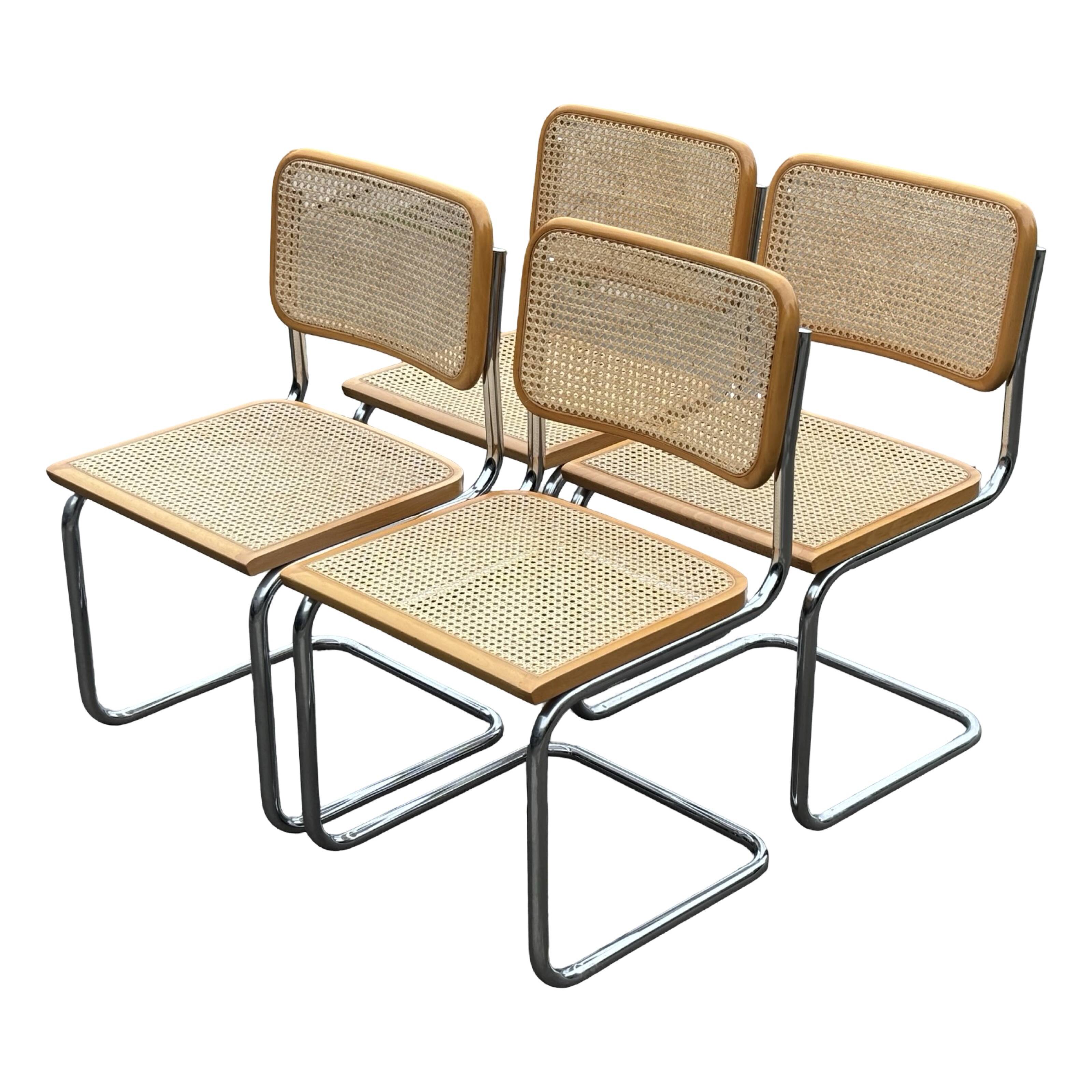 Set of 4 chairs Cesca B32 designed by Marcel Breuer design made in Italy