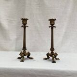 Old pair of bronze candlesticks