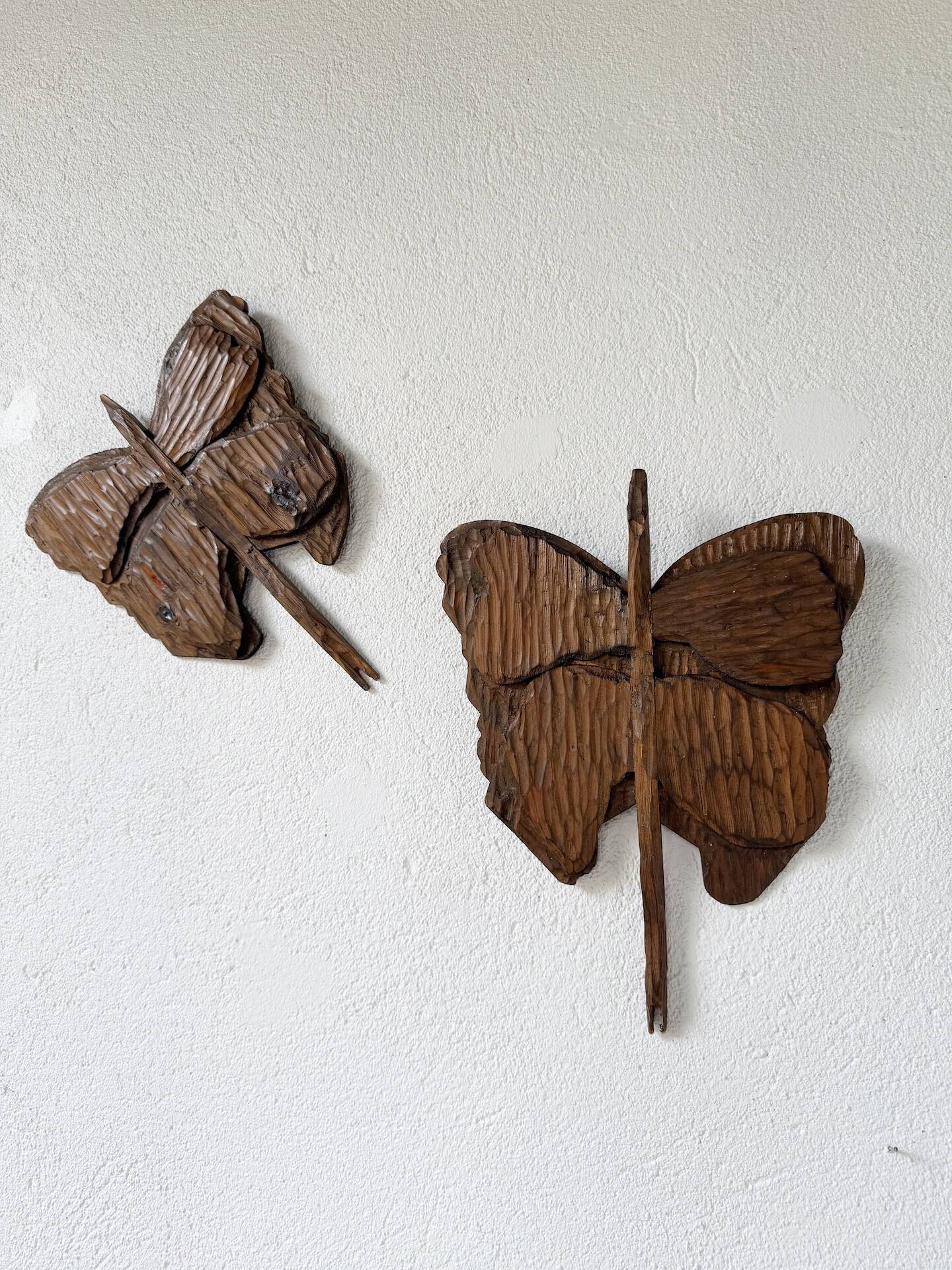 Set of 2 butterfly wall decorations sculptures 1900