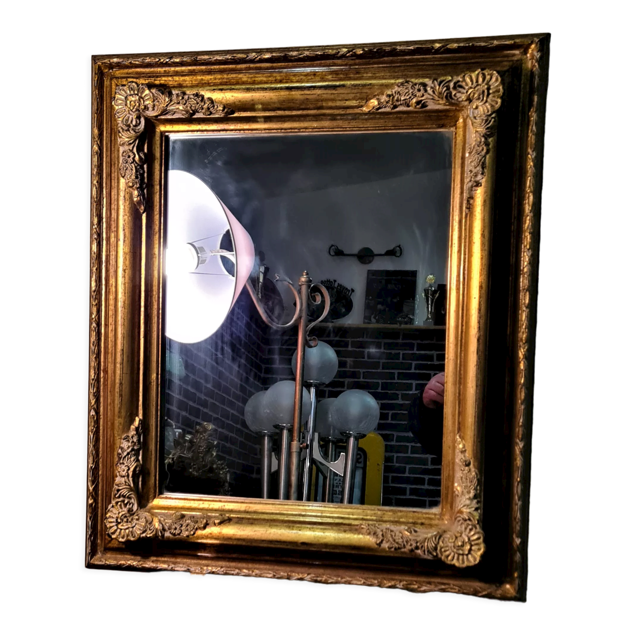 Mirror wood patina gold 58x70
