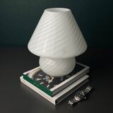 Vintage Murano glass table lamp in a swirling mushroom shape, Italy, 1970s.