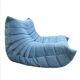 Togo lounge chair in light blue corduroy by Michel Ducaroy for Ligne Roset