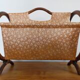 Magazine holder in rattan and vintage fabrics