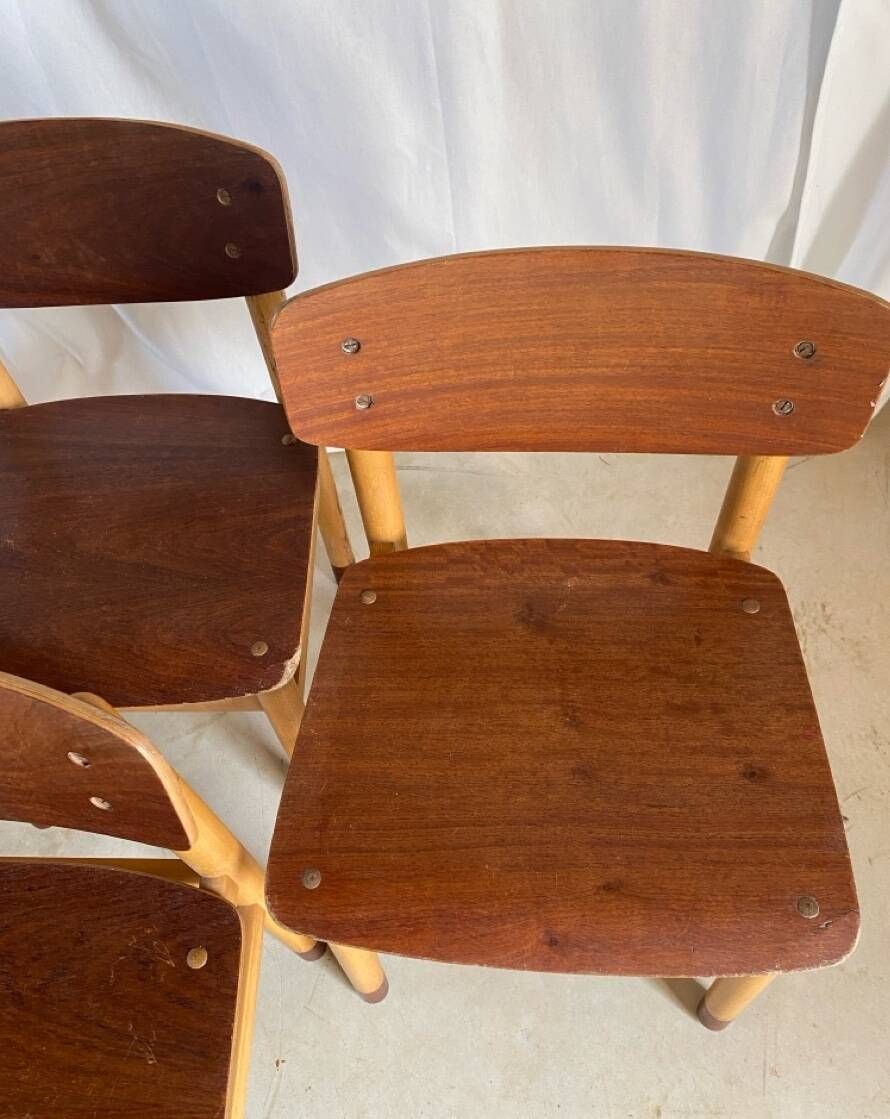Quatre chaises basses Kvetny et Sonners Stolefabrik Danemark 1960