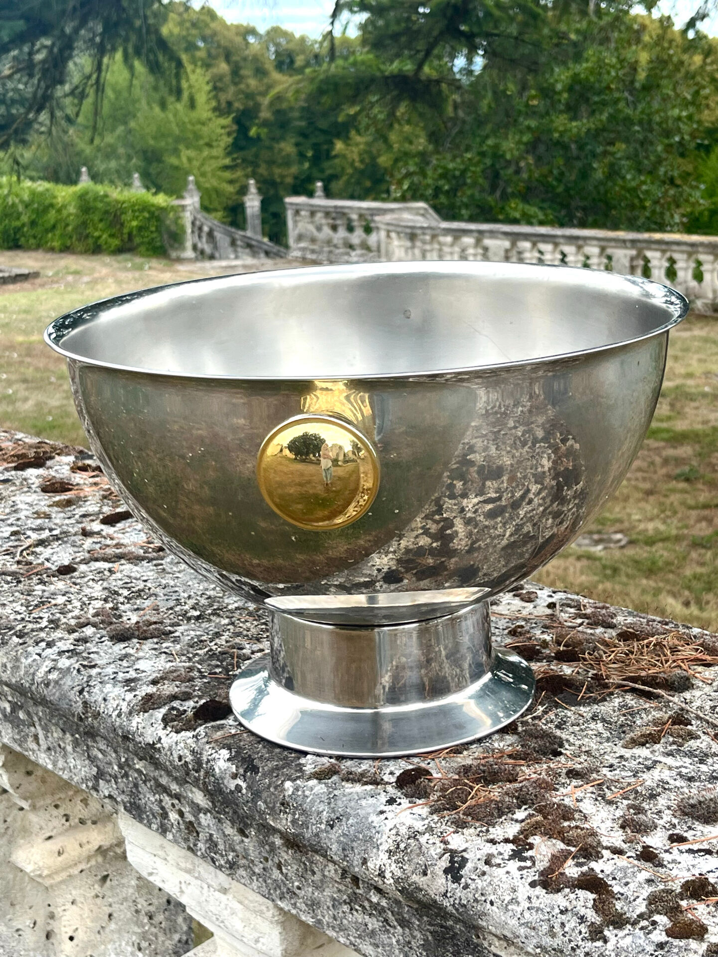 Large Aluminium Champagne Ice Bucket with Gold Tone Handles