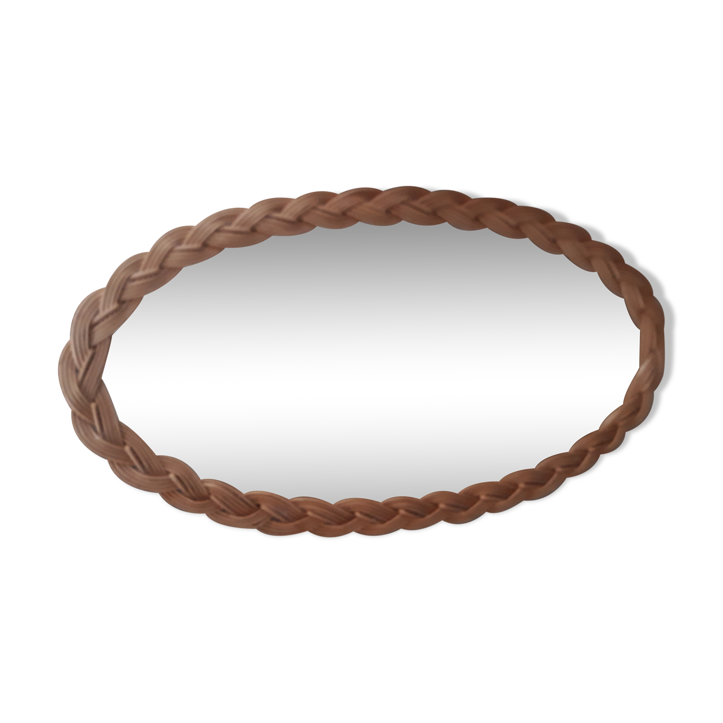 Large oval mirror vintage rattan 75x40cm