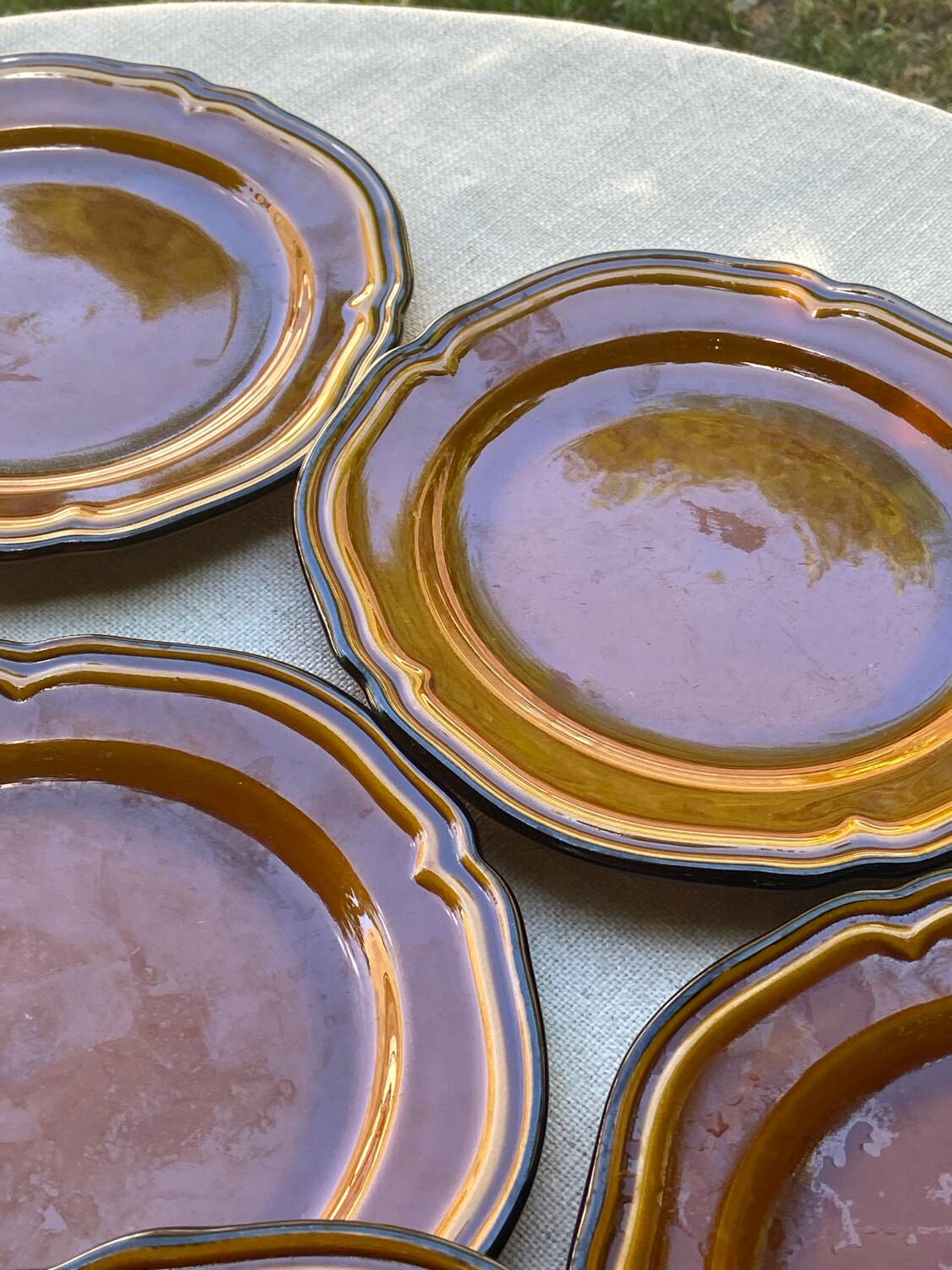 Set of 10 vintage 70s plates in Vallauris handcrafted earthenware