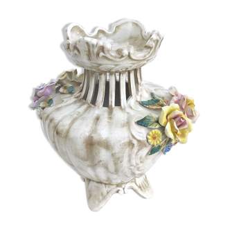 Italian floral vase in Bassano ceramic