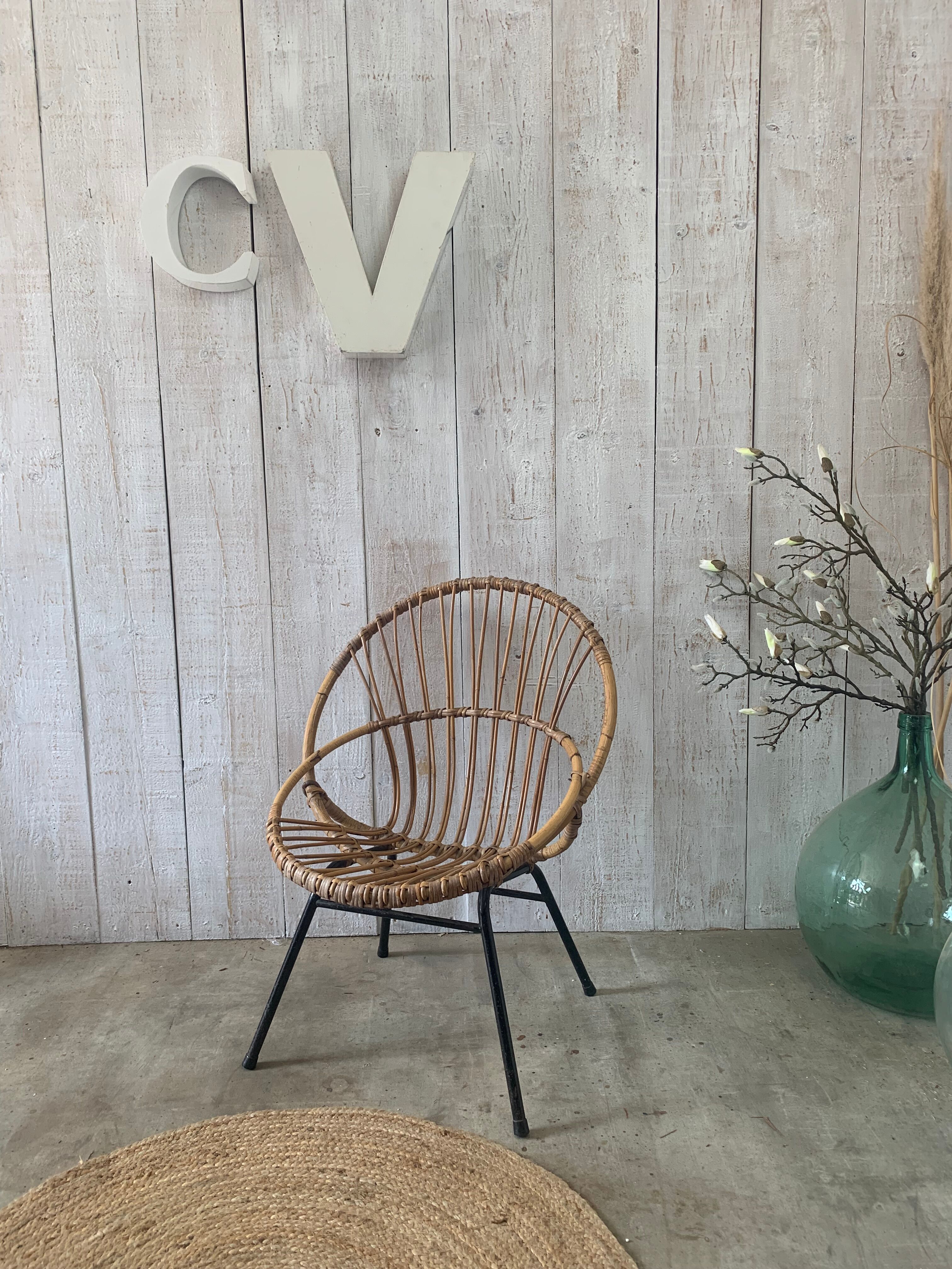 Fauteuil en rotin vintage