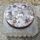 Three square ceiling lights, glass, vintage, 50s