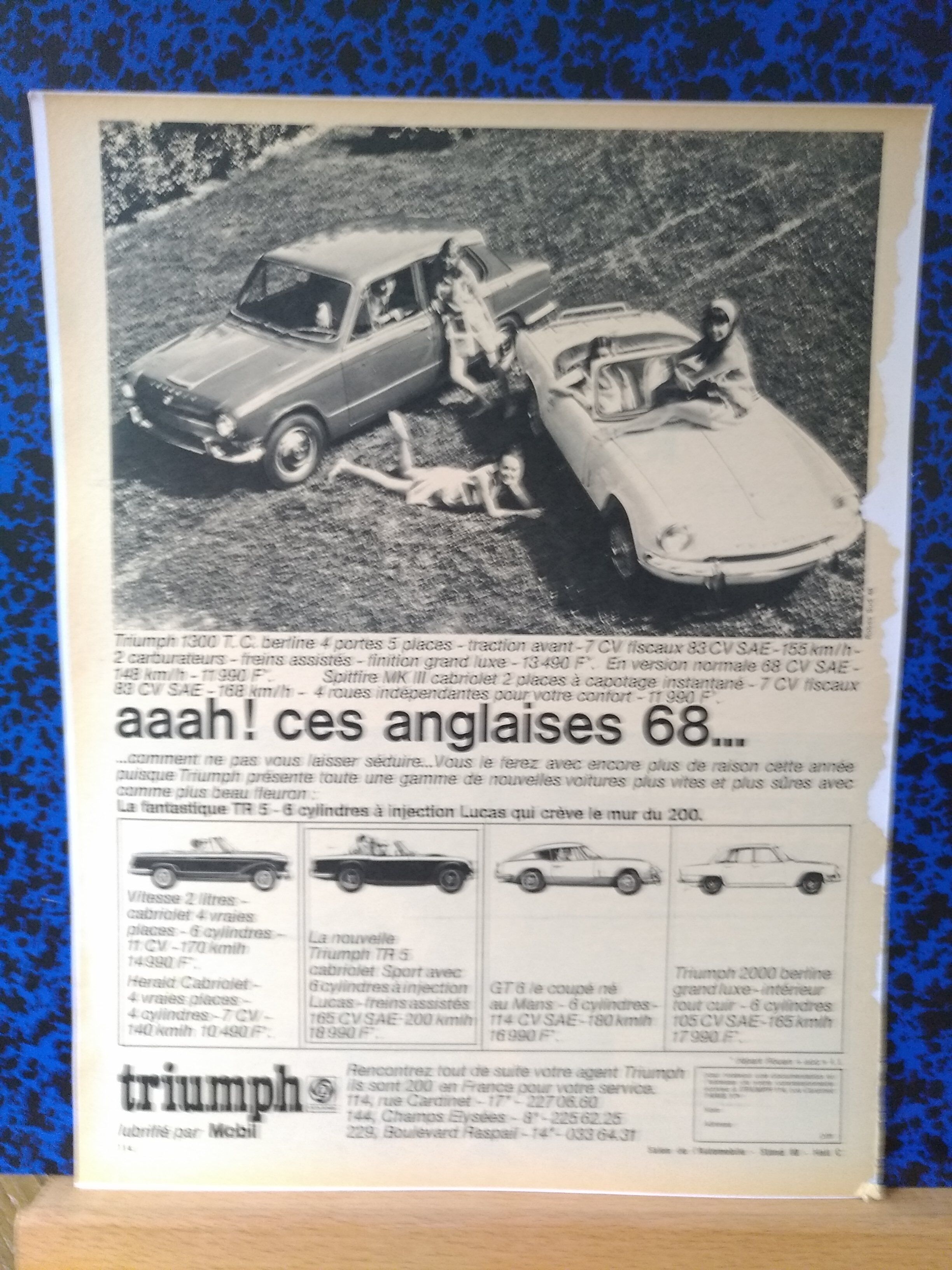 Triumph car paper advertisement