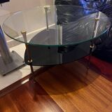 Glass and brass coffee table