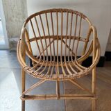 Vintage 70s children's rattan armchair