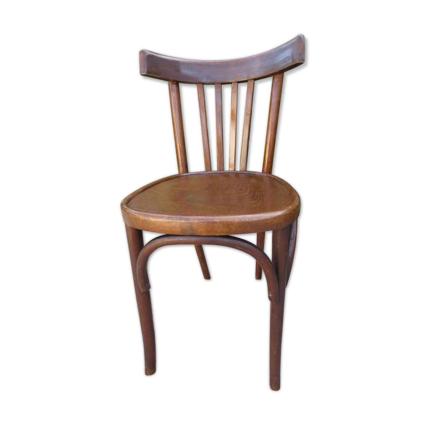 old bistro chair with varnished wooden bars