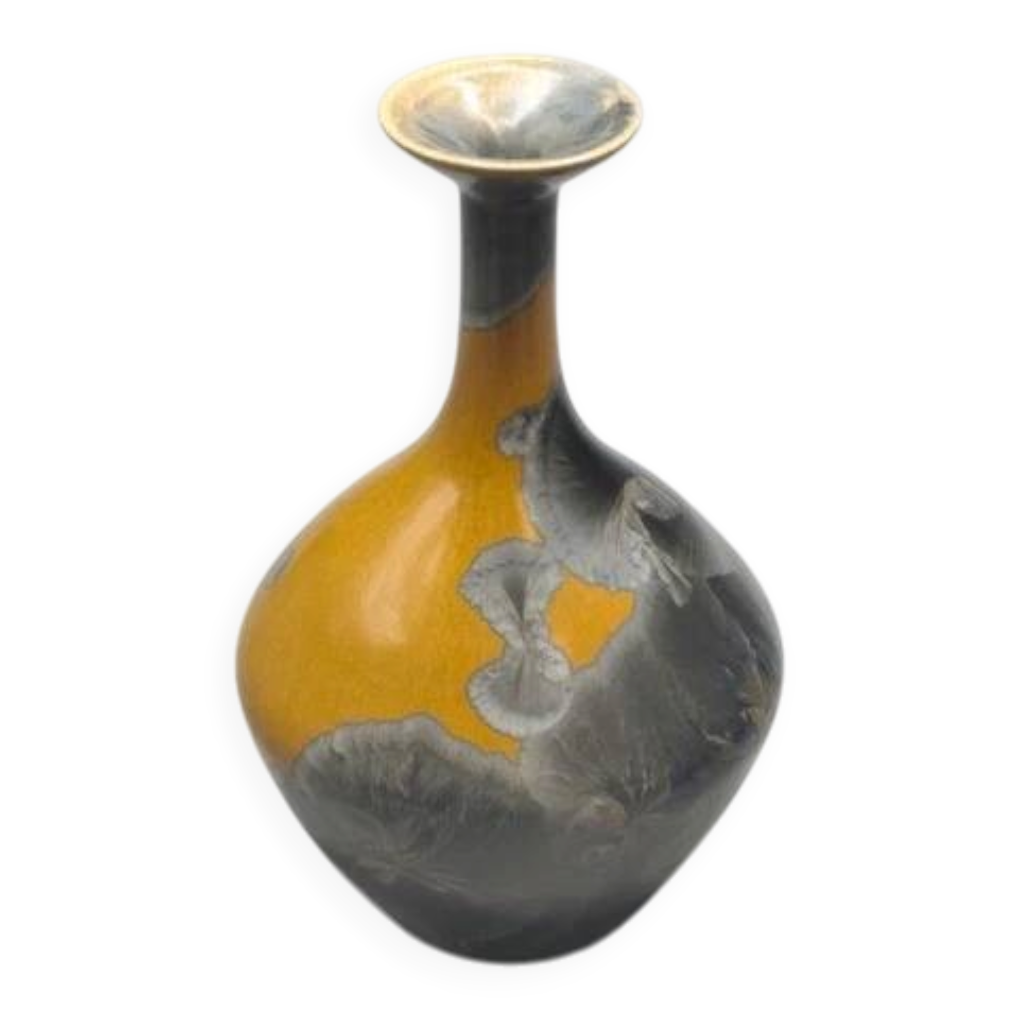 Vintage ceramic vase in French signed crystal glaze 19 cm